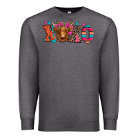 Charcoal Heather xoxo valentine's day highland cow Premium Sweatshirt - Jasminsmagicworld