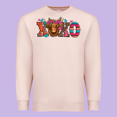 Xoxo Valentine's Day Highland Cow Premium Sweatshirt Designed By Jasminsmagicworld