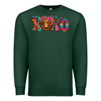 Sports Green xoxo valentine's day highland cow Premium Sweatshirt - Jasminsmagicworld
