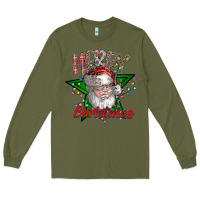 Army Green festive santa claus greeting Long Sleeve Tee - CowhideDigitalArt