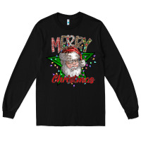 Black festive santa claus greeting Long Sleeve Tee - CowhideDigitalArt