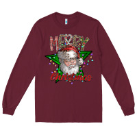 Burgundy festive santa claus greeting Long Sleeve Tee - CowhideDigitalArt
