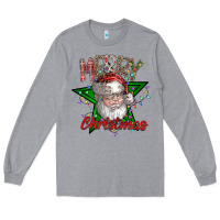 Heather Grey festive santa claus greeting Long Sleeve Tee - CowhideDigitalArt
