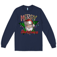 Navy festive santa claus greeting Long Sleeve Tee - CowhideDigitalArt