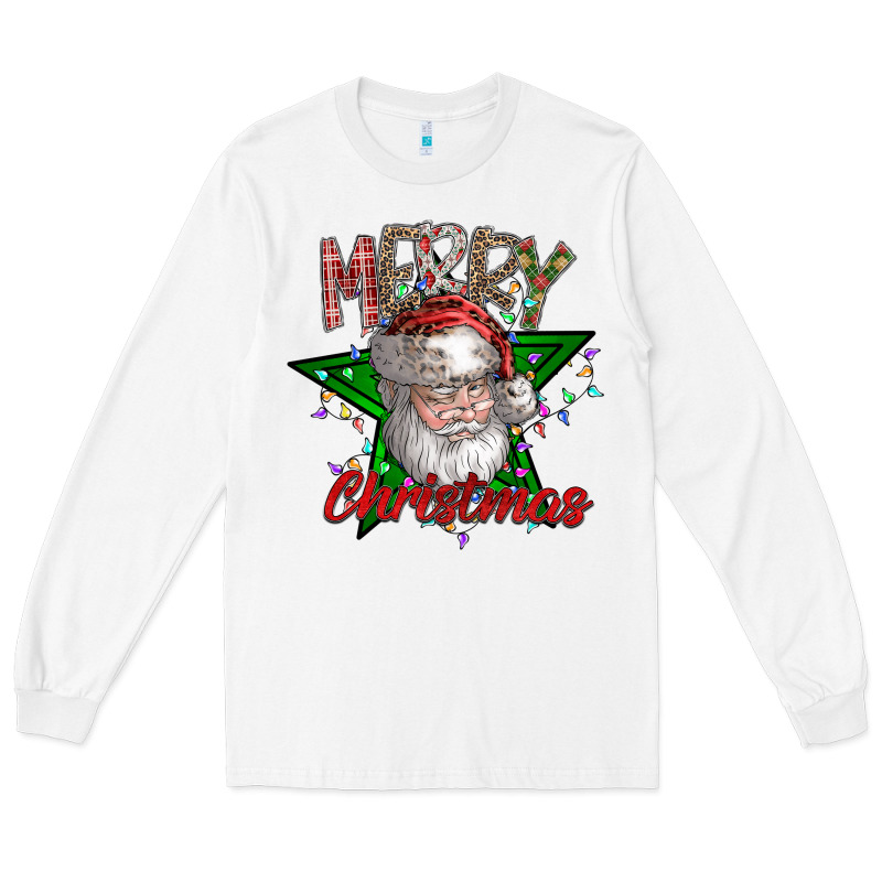 Festive Santa Claus Greeting Long Sleeve Tee by CowhideDigitalArt | Teevron