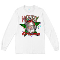 White festive santa claus greeting Long Sleeve Tee - CowhideDigitalArt