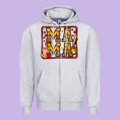 Softball Mama Zipper Hoodie Designed By Jasminsmagicworld