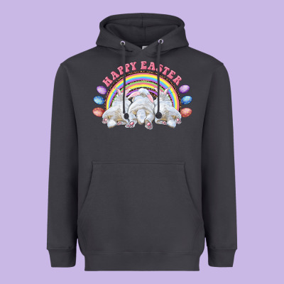 Happy Easter Bunny Tails Heavyweight Hoodie Designed By Ranaportraitstore