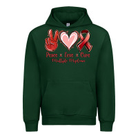Forest Green Peace Love Cure Multiple Myeloma Cancer Urban Hoodie - Jasminsmagicworld