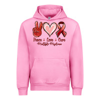Fuchsia Pink Peace Love Cure Multiple Myeloma Cancer Urban Hoodie - Jasminsmagicworld