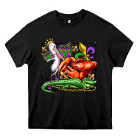 Black mardi gras pelican crawfish crocodile Heavy Core Tee - OliviaCreatesArt