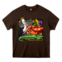 Chocolate Brown mardi gras pelican crawfish crocodile Heavy Core Tee - OliviaCreatesArt