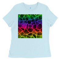 Baby Blue colorful giraffe seamless pattern Ladies Tee - BundleAndBundleShop