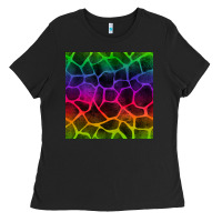 Black colorful giraffe seamless pattern Ladies Tee - BundleAndBundleShop
