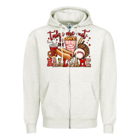 Oatmeal Heather take me out to the ball game baseball Zipper Hoodie - Jasminsmagicworld