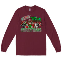 Burgundy merry christmas  truck Long Sleeve Tee - CowhideDigitalArt