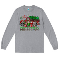 Heather Grey merry christmas  truck Long Sleeve Tee - CowhideDigitalArt