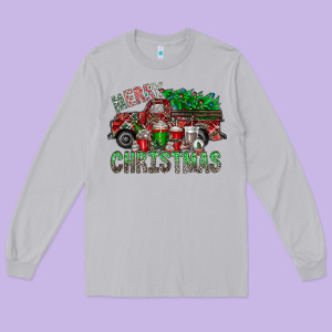 Merry Christmas  Truck Long Sleeve Tee Designed By Cowhidedigitalart