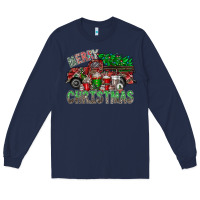 Navy merry christmas  truck Long Sleeve Tee - CowhideDigitalArt