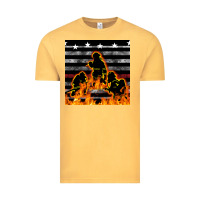 Vintage Mustard american firefighters seamless pattern Vintage Tee - BundleAndBundleShop
