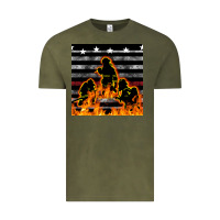 Vintage Olive american firefighters seamless pattern Vintage Tee - BundleAndBundleShop
