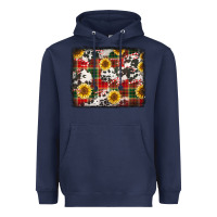 Navy cowhide sunflowers candy canes Christmas background Heavyweight Hoodie - Jasminsmagicworld