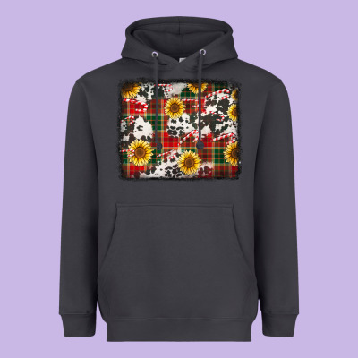 Cowhide Sunflowers Candy Canes Christmas Background Heavyweight Hoodie Designed By Jasminsmagicworld