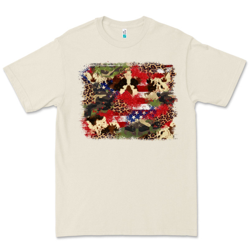 4th Of July American Flagcowhide  Leopard Backgrou Premium Tee by FaDigitalArtStudio | Teevron