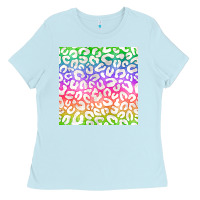 Baby Blue watercolor rainbow leopard seamless pattern Ladies Tee - BundleAndBundleShop