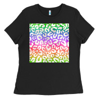Watercolor Rainbow Leopard Seamless Pattern Ladies Tee | Teevron
