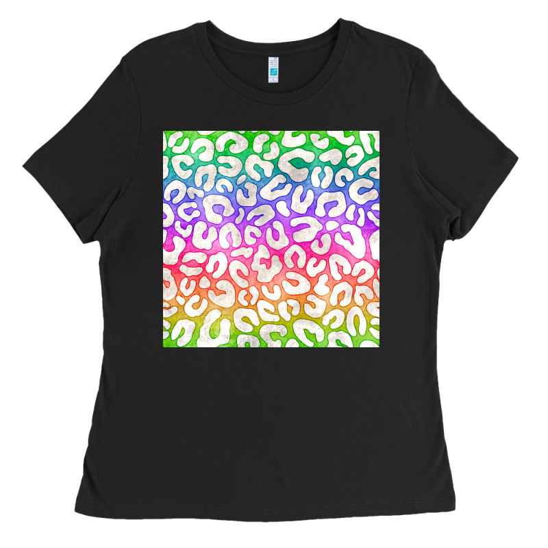 Watercolor Rainbow Leopard Seamless Pattern Ladies Tee by BundleAndBundleShop | Teevron