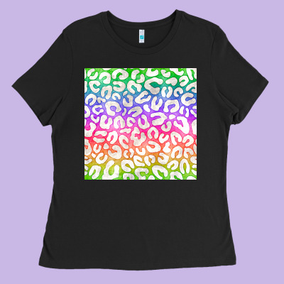 Watercolor Rainbow Leopard Seamless Pattern Ladies Tee Designed By Bundleandbundleshop