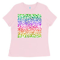 Bubblegum Pink watercolor rainbow leopard seamless pattern Ladies Tee - BundleAndBundleShop