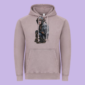 Chimpanzee Illustrations Vintage Hoodie Designed By Lillyallendesigns