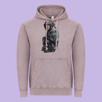 Chimpanzee Illustrations Vintage Hoodie Designed By Lillyallendesigns