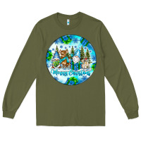 Army Green merry christmas Long Sleeve Tee - CowhideDigitalArt