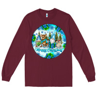 Burgundy merry christmas Long Sleeve Tee - CowhideDigitalArt