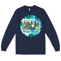Navy merry christmas Long Sleeve Tee - CowhideDigitalArt