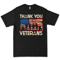 Black Thank You Veterans American Flag Patriotic Premium Tee - baoMotion