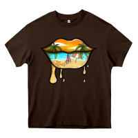 Chocolate Brown beach lips Heavy Core Tee - Jasminsmagicworld