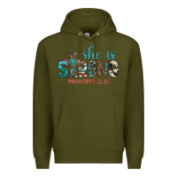 Army Green she is strong Premium Hoodie - Artiststas