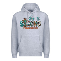 Heather Grey she is strong Premium Hoodie - Artiststas