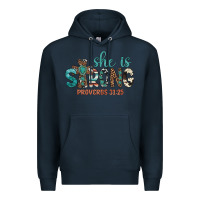 Navy she is strong Premium Hoodie - Artiststas