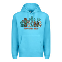Ocean Blue she is strong Premium Hoodie - Artiststas