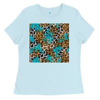 Baby Blue turquoise glitter cowhide leopard seamless pattern Ladies Tee - BundleAndBundleShop