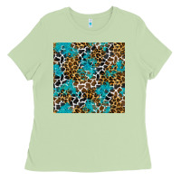 Matcha turquoise glitter cowhide leopard seamless pattern Ladies Tee - BundleAndBundleShop