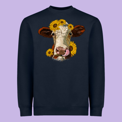 Hereford Cattle Sunflowers Heifer Heavyweight Sweatshirt Designed By Jasminsmagicworld