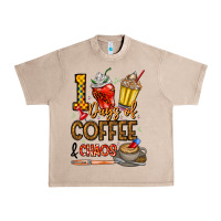 French Oak 100. Days Of Coffee  Chaos Urban Heavy Tee - CowhideDigitalArt