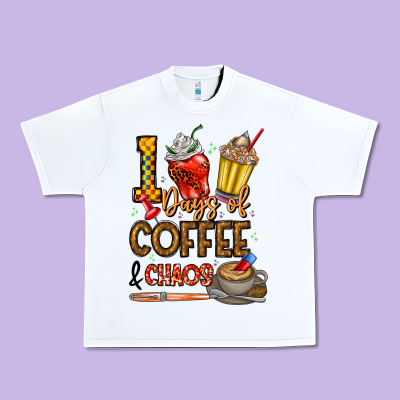 100. Days Of Coffee  Chaos Urban Heavy Tee Designed By Cowhidedigitalart