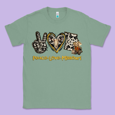 Peace Love Missouri Classic Tee Designed By Jasminsmagicworld